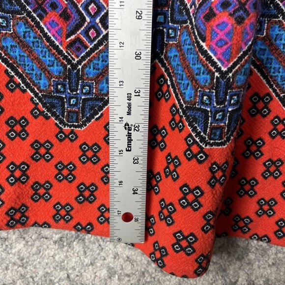 Maeve Dress Womens 6 Purple Red Geometric Fit & Flare Border Print Exposed Zip - Picture 2 of 8